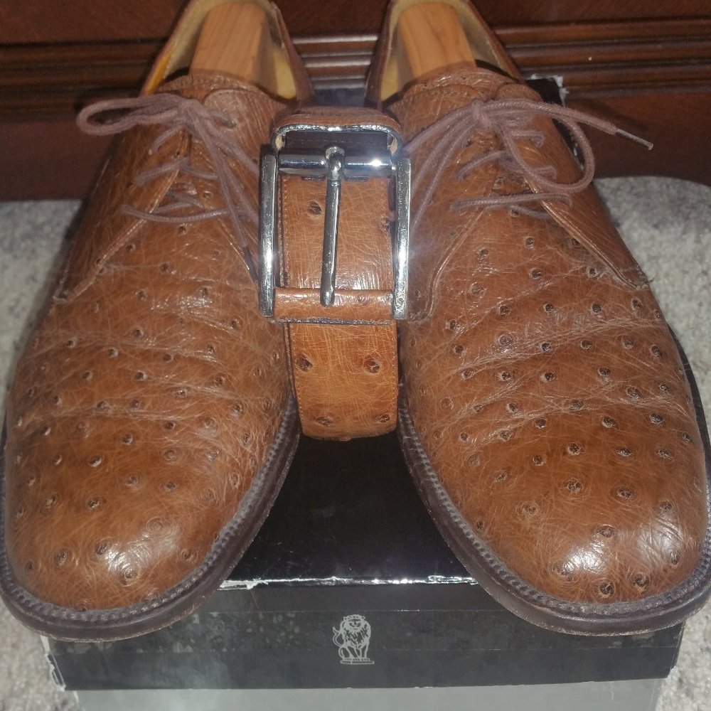 Mezlan Matching Ostrich Shoes & Belt